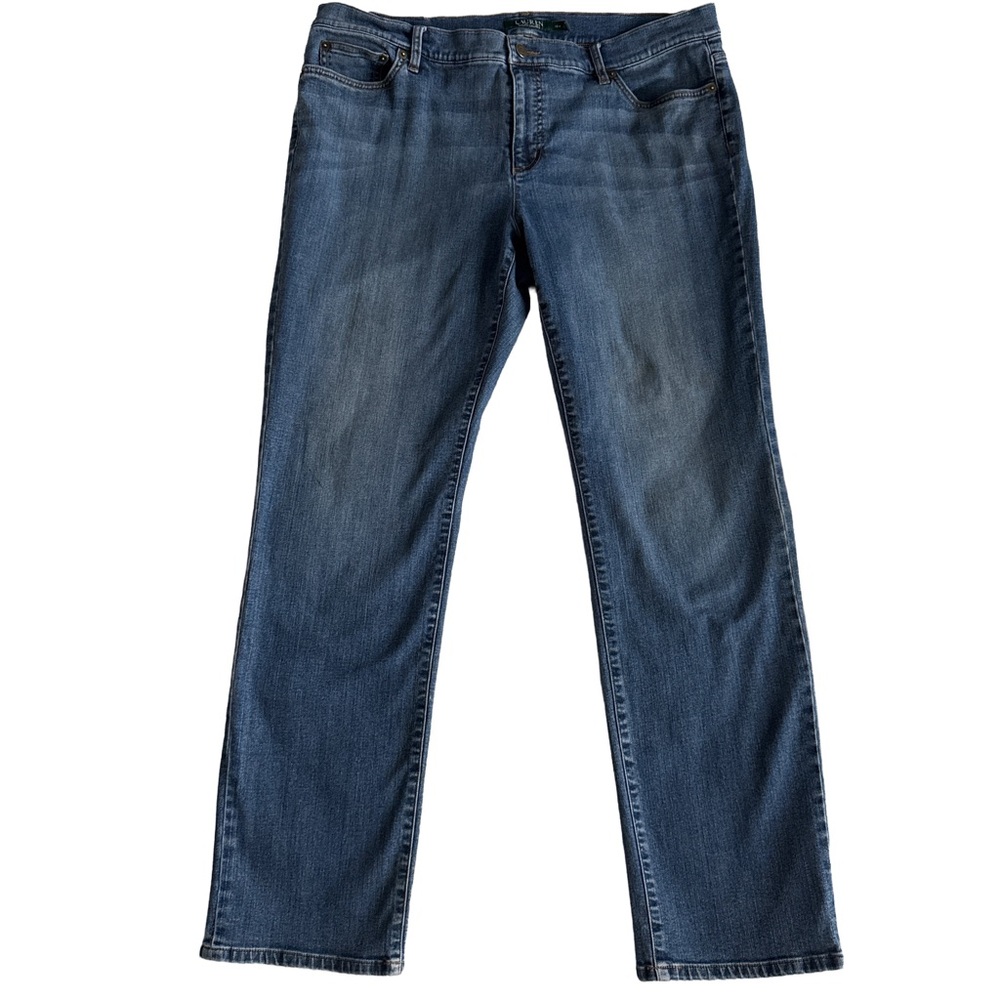 LAUREN RALPH LAUREN Women’s Classic Straight Denim Blue Jeans, Plus Size 16W